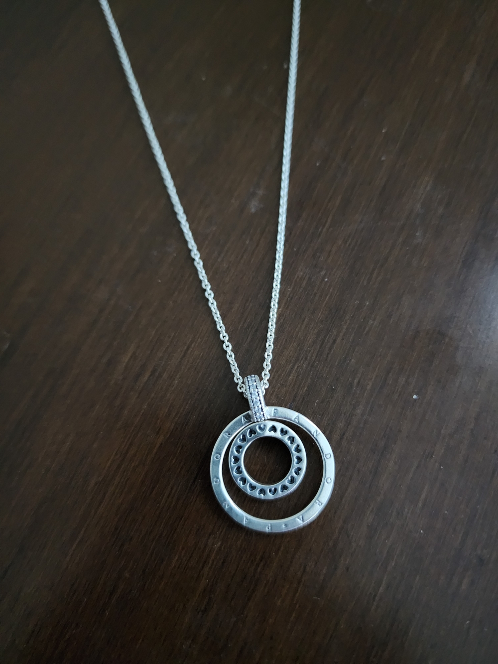 Pandora Signature Heart & Pave Reversible Necklace